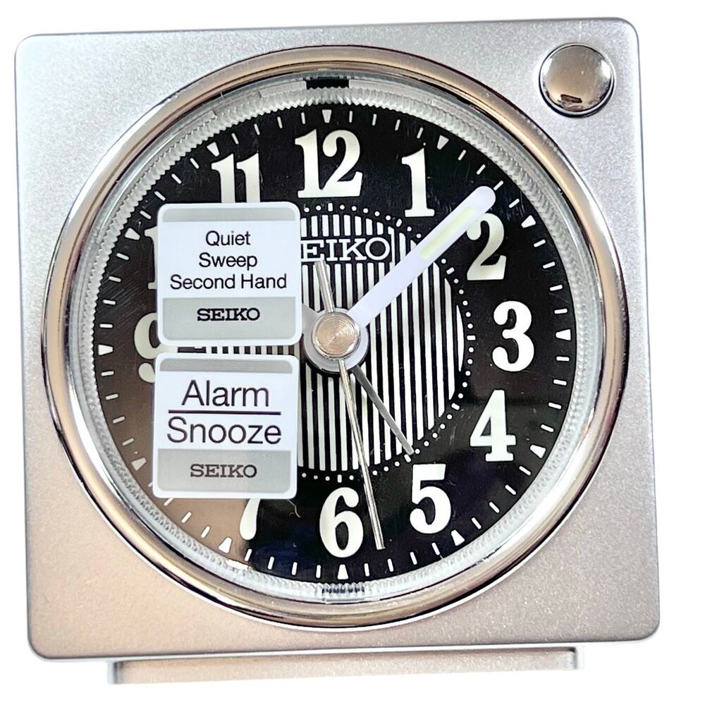 Seiko Fuji II Bedroom Alarm Clock Black Quiet Sweep Second Hand QHE197S New